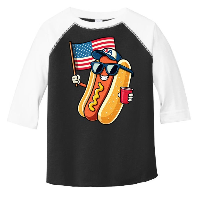 4th Of July Hotdog Funny Fourth Of July Patriotic Toddler Fine Jersey T-Shirt