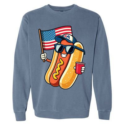 4th Of July Hotdog Funny Fourth Of July Patriotic Garment-Dyed Sweatshirt
