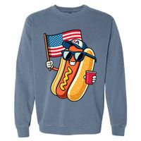4th Of July Hotdog Funny Fourth Of July Patriotic Garment-Dyed Sweatshirt