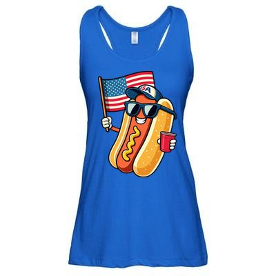 4th Of July Hotdog Funny Fourth Of July Patriotic Ladies Essential Flowy Tank