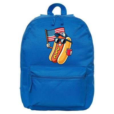 4th Of July Hotdog Funny Fourth Of July Patriotic 16 in Basic Backpack