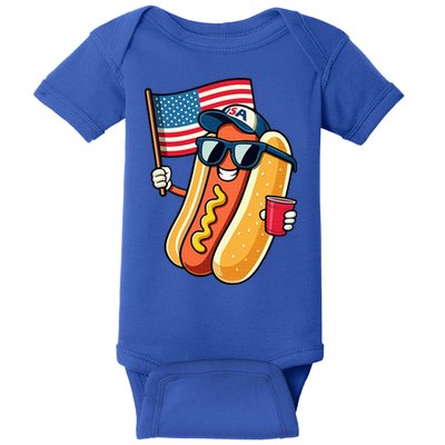 4th Of July Hotdog Funny Fourth Of July Patriotic Baby Bodysuit