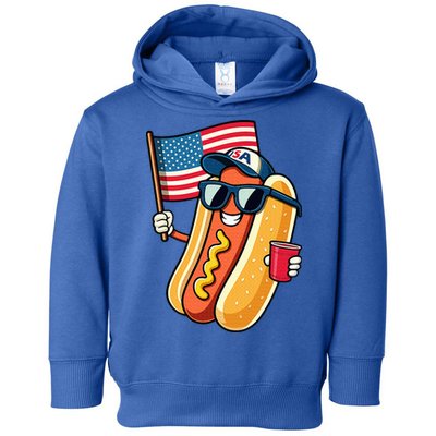 4th Of July Hotdog Funny Fourth Of July Patriotic Toddler Hoodie