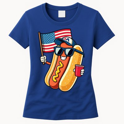 4th Of July Hotdog Funny Fourth Of July Patriotic Womens T-Shirt