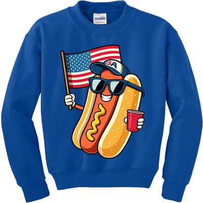4th Of July Hotdog Funny Fourth Of July Patriotic Kids Sweatshirt