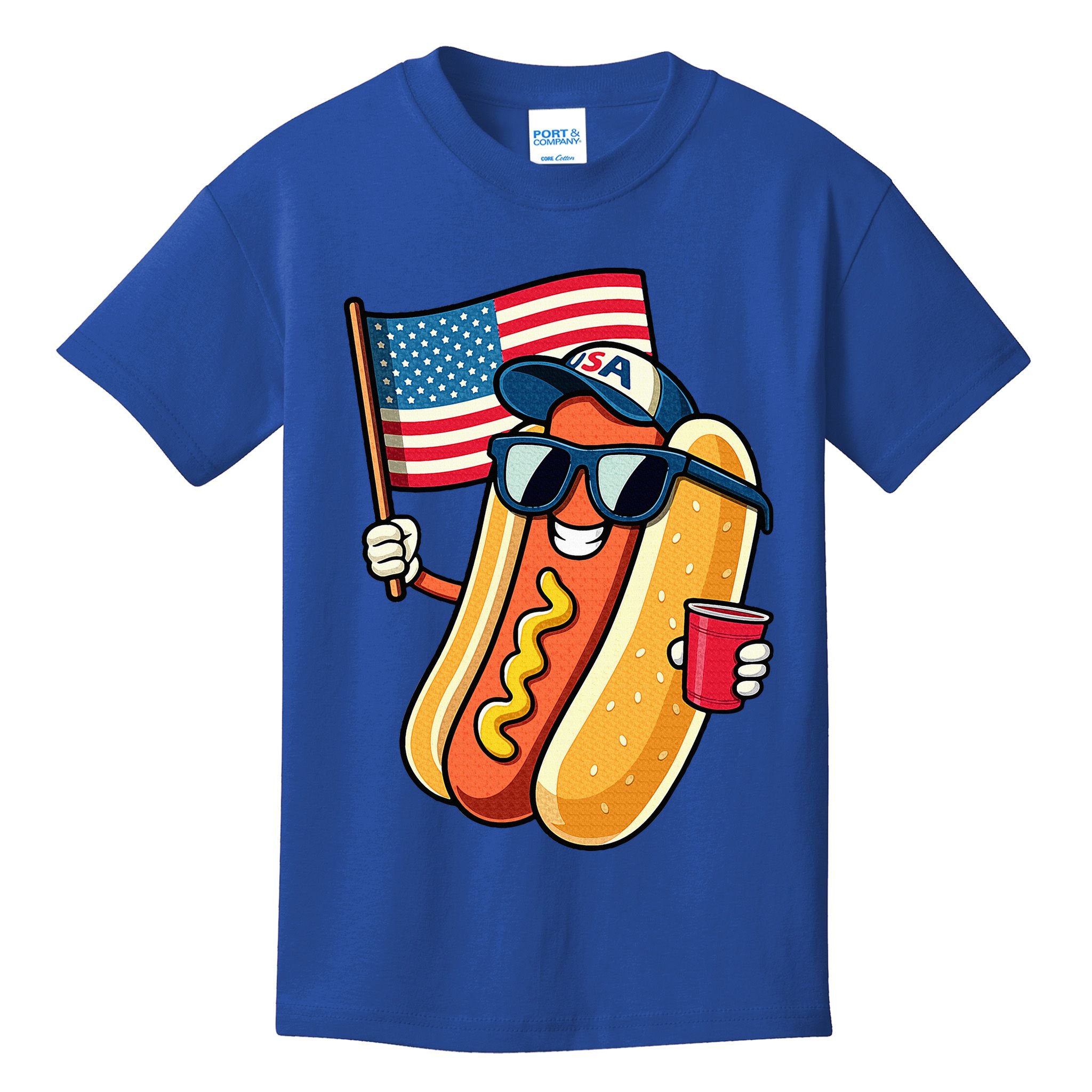 4th Of July Hotdog Funny Fourth Of July Patriotic Kids T-Shirt