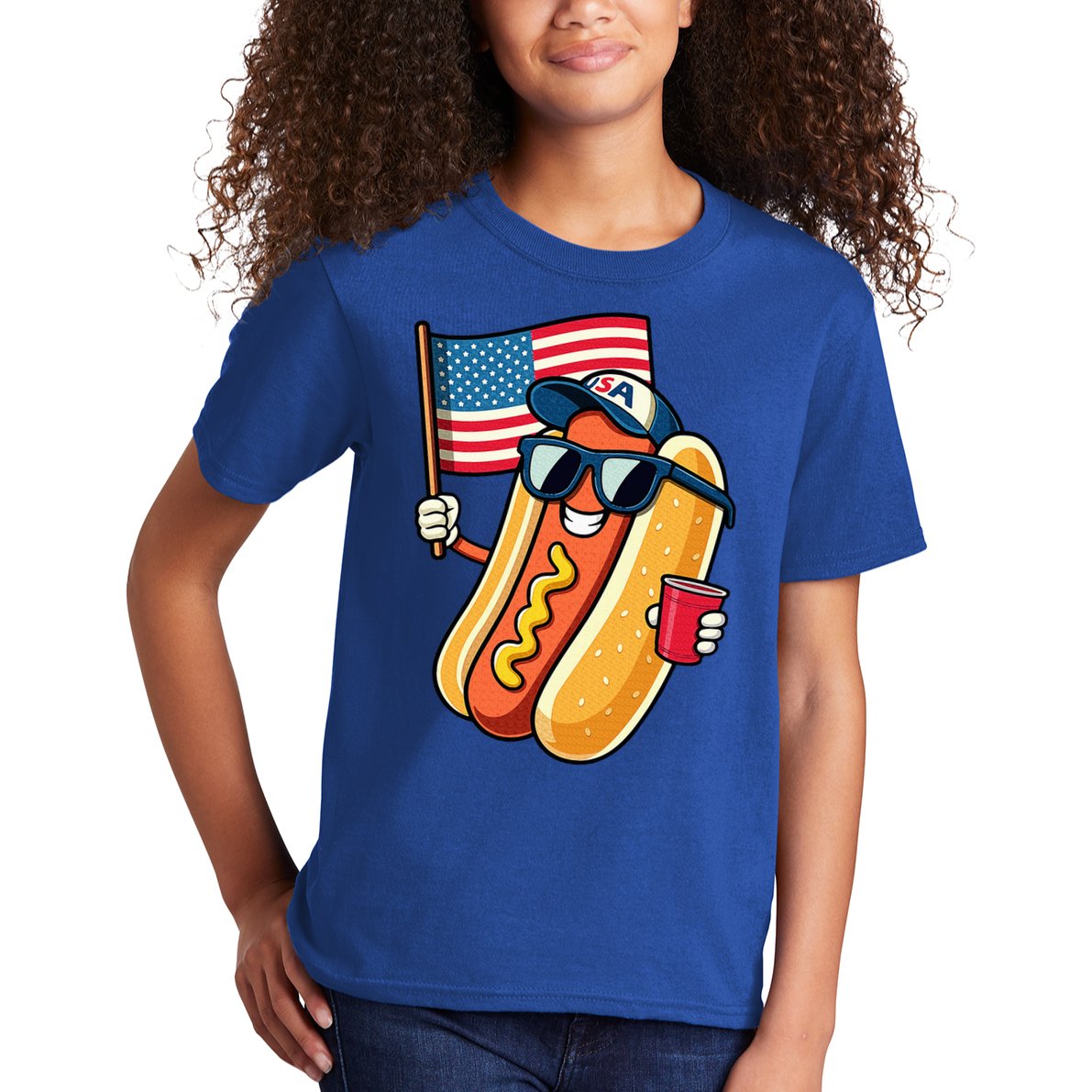 4th Of July Hotdog Funny Fourth Of July Patriotic Kids T-Shirt