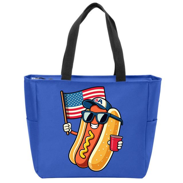 4th Of July Hotdog Funny Fourth Of July Patriotic Zip Tote Bag