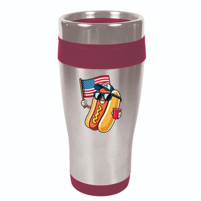 4th Of July Hotdog Funny Fourth Of July Patriotic 16oz Travel Tumbler