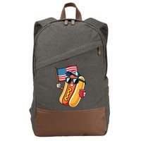 4th Of July Hotdog Funny Fourth Of July Patriotic Cotton Canvas Backpack