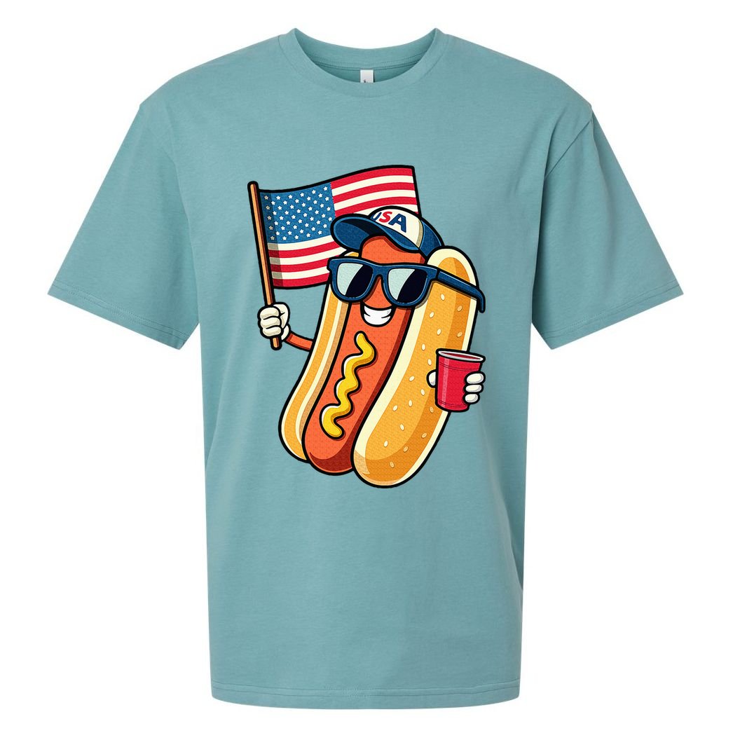4th Of July Hotdog Funny Fourth Of July Patriotic Sueded Cloud Jersey T-Shirt