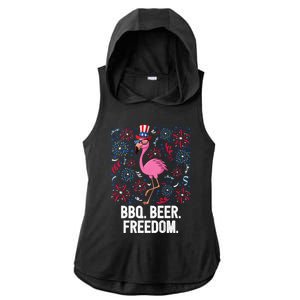 4th Of July Bbq Beer Freedom Flamingo Us Flag Patriotic Great Gift Ladies PosiCharge Tri-Blend Wicking Draft Hoodie Tank