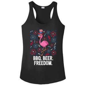 4th Of July Bbq Beer Freedom Flamingo Us Flag Patriotic Great Gift Ladies PosiCharge Competitor Racerback Tank