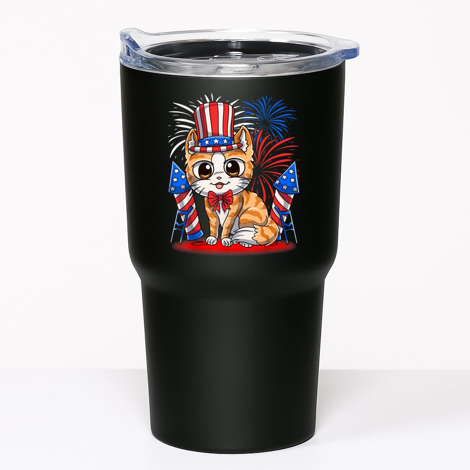 4th of July Patriotic Cat Funny American Flag Meowica Cute Tumbler