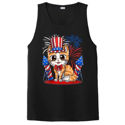 4th of July Patriotic Cat Funny American Flag Meowica Cute PosiCharge Competitor Tank