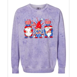 4th Of July Gnomes Patriotic American Flag Cute Three Gnomes Gift Colorblast Crewneck Sweatshirt