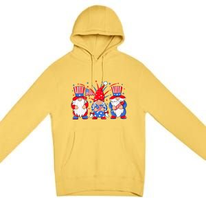 4th Of July Gnomes Patriotic American Flag Cute Three Gnomes Gift Premium Pullover Hoodie