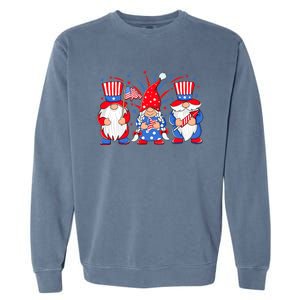 4th Of July Gnomes Patriotic American Flag Cute Three Gnomes Gift Garment-Dyed Sweatshirt