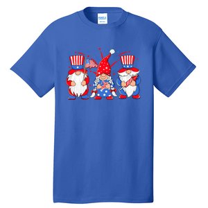 4th Of July Gnomes Patriotic American Flag Cute Three Gnomes Gift Tall T-Shirt