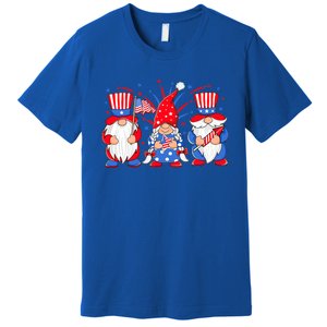 4th Of July Gnomes Patriotic American Flag Cute Three Gnomes Gift Premium T-Shirt