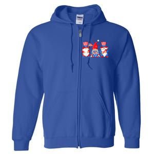 4th Of July Gnomes Patriotic American Flag Cute Three Gnomes Gift Full Zip Hoodie