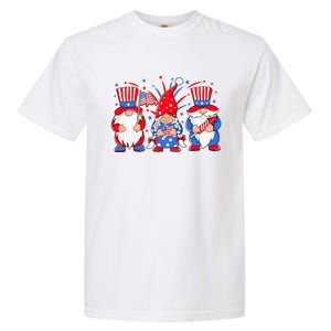 4th Of July Gnomes Patriotic American Flag Cute Three Gnomes Gift Garment-Dyed Heavyweight T-Shirt