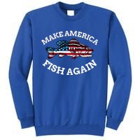 4th Of July Fishing American Flag Make America Fish Again Gift Tall Sweatshirt