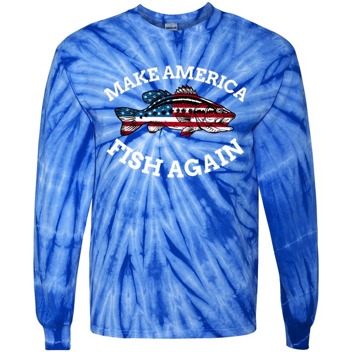 4th Of July Fishing American Flag Make America Fish Again Gift Tie-Dye Long Sleeve Shirt