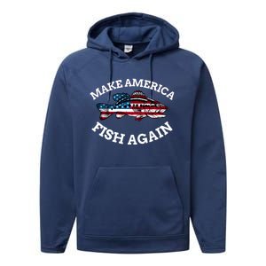 4th Of July Fishing American Flag Make America Fish Again Gift Performance Fleece Hoodie