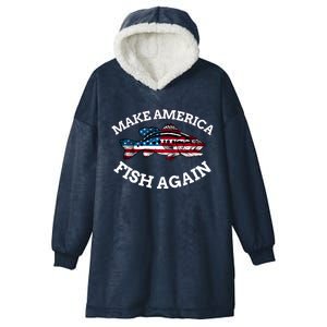 4th Of July Fishing American Flag Make America Fish Again Gift Hooded Wearable Blanket