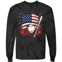 4th Of July Patriotic Baseball Usa American Flag Tie-Dye Long Sleeve Shirt