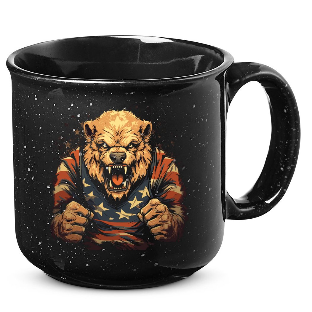 4th Of July Bear American Flag Patriotic Bear Mama Great Gift 15oz Campfire Ceramic Mug