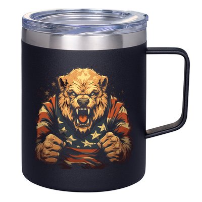 4th Of July Bear American Flag Patriotic Bear Mama Great Gift 12oz Stainless Steel Coffee Mug