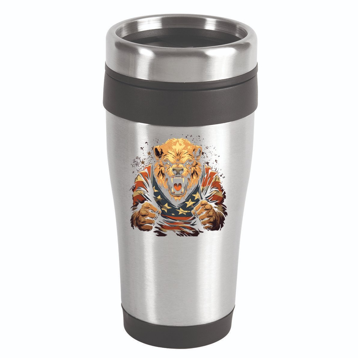 4th Of July Bear American Flag Patriotic Bear Mama Great Gift 16oz Travel Tumbler