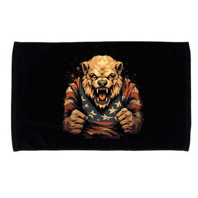 4th Of July Bear American Flag Patriotic Bear Mama Great Gift Microfiber Hand Towel