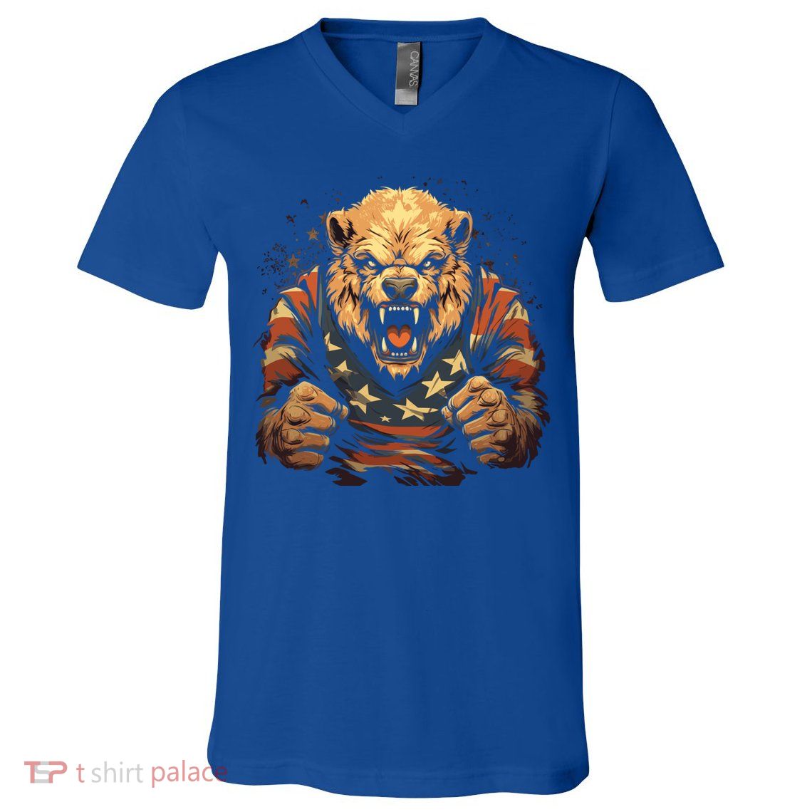 4th Of July Bear American Flag Patriotic Bear Mama Great Gift V-Neck T-Shirt