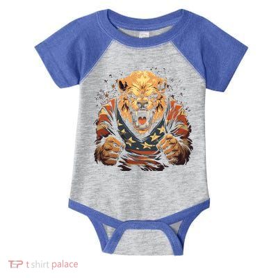 4th Of July Bear American Flag Patriotic Bear Mama Great Gift Infant Baby Jersey Bodysuit