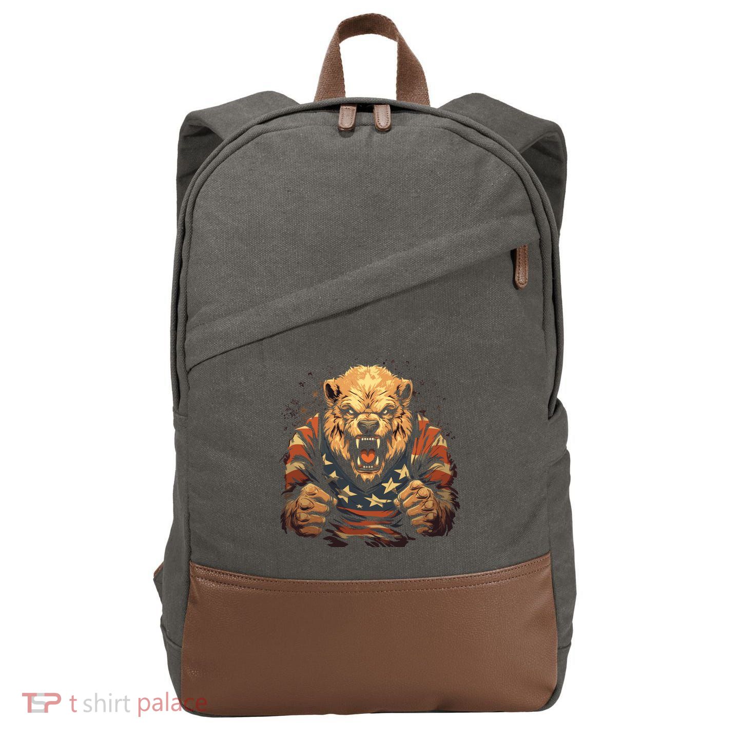 4th Of July Bear American Flag Patriotic Bear Mama Great Gift Cotton Canvas Backpack