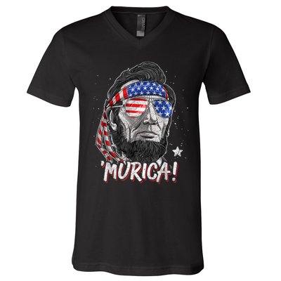 4th Of July Bald Eagle Mullet Murica Usa Usa Merica V-Neck T-Shirt