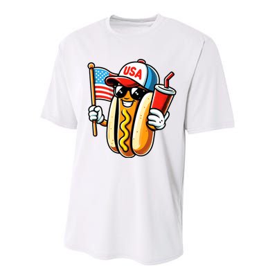 4th Of July Hotdog Sunglasses American Flag Usa Patriotic Performance Sprint T-Shirt