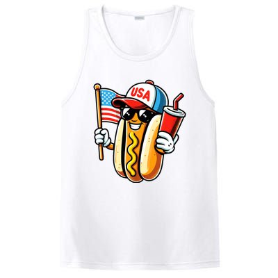 4th Of July Hotdog Sunglasses American Flag Usa Patriotic PosiCharge Competitor Tank