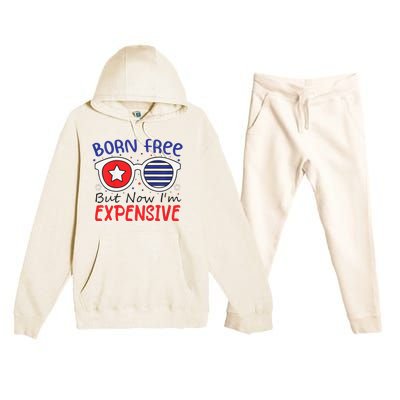 4th Of July Born Free But Now Im Expensive Premium Hooded Sweatsuit Set