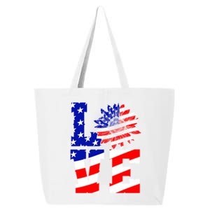 4th Of July Love Sunflower Patriotic America Flag Meaningful Gift 25L Jumbo Tote