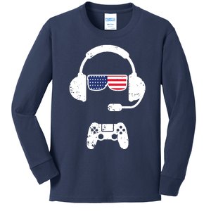 4th Of July Gaming Gamer Kids Boy Men USA Kids Long Sleeve Shirt