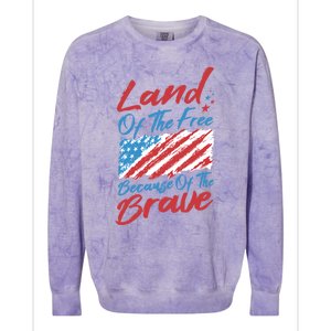 4th Of July Patriotic Land Of The Free Because Of The Brave Gift Colorblast Crewneck Sweatshirt