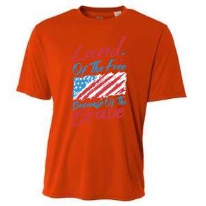 4th Of July Patriotic Land Of The Free Because Of The Brave Gift Cooling Performance Crew T-Shirt