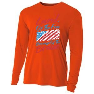 4th Of July Patriotic Land Of The Free Because Of The Brave Gift Cooling Performance Long Sleeve Crew