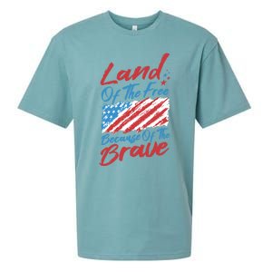 4th Of July Patriotic Land Of The Free Because Of The Brave Gift Sueded Cloud Jersey T-Shirt