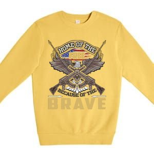 4th Of July Eagle Home Of The Free Because Of The Brave Cool Gift Premium Crewneck Sweatshirt