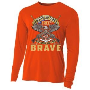 4th Of July Eagle Home Of The Free Because Of The Brave Cool Gift Cooling Performance Long Sleeve Crew